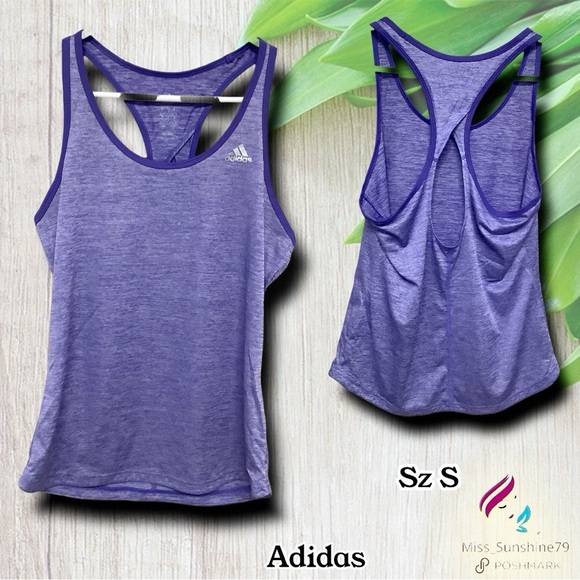 Adidas - Sz S - Purple silver work out Tank Top put over sportsbra open back - Picture 1 of 6